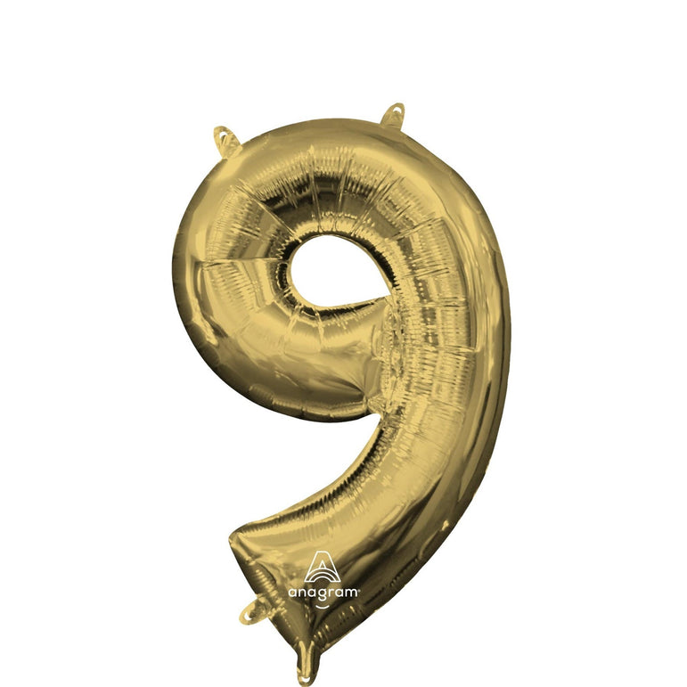 White Gold Number Mini Shape Foil Balloons 16in