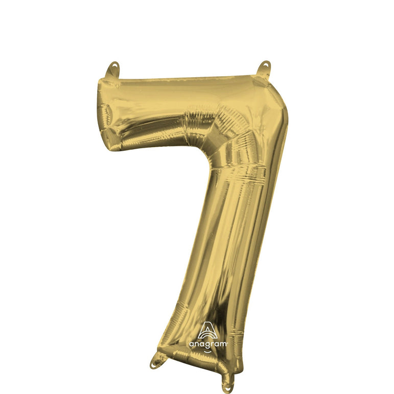 White Gold Number Mini Shape Foil Balloons 16in