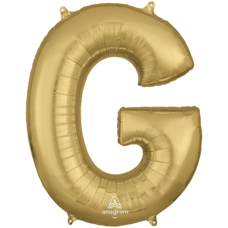 White Gold Letter G Supershape Foil Balloon