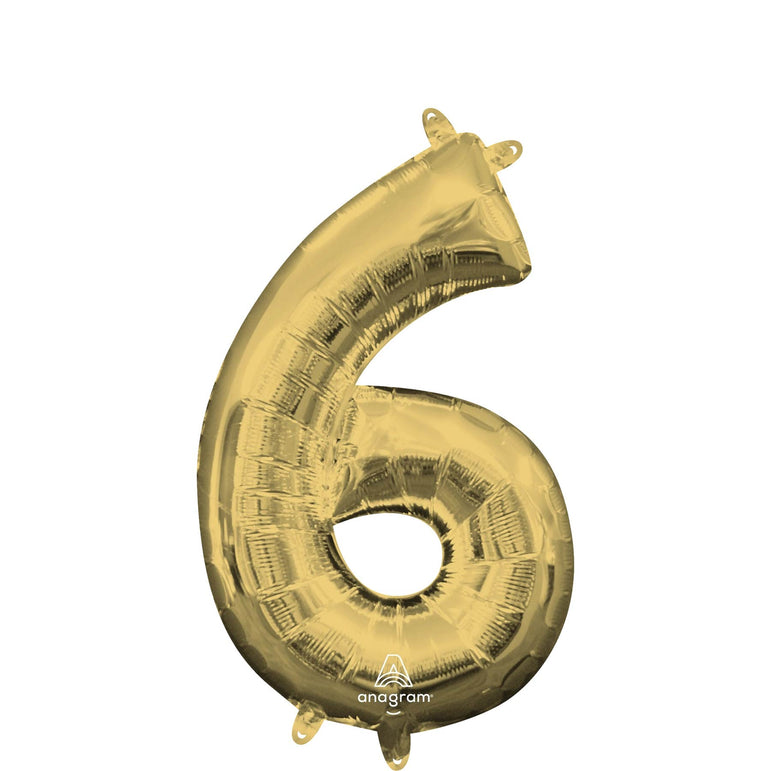 White Gold Number Mini Shape Foil Balloons 16in