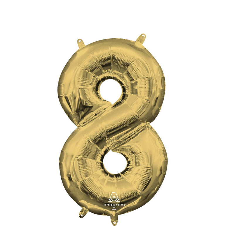 White Gold Number Mini Shape Foil Balloons 16in