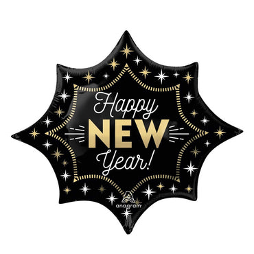 New Year Midnight Glam Burst SuperShape Balloon 88x73cm - Party Centre