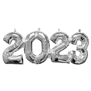 2-0-2-3 Silver Block Phrase Foil Balloon 58x22cm - Party Centre