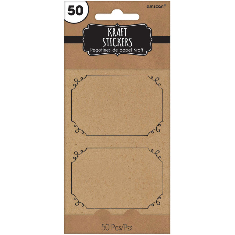 Kraft Paper Stickers 50pcs Party Accessories - Party Centre