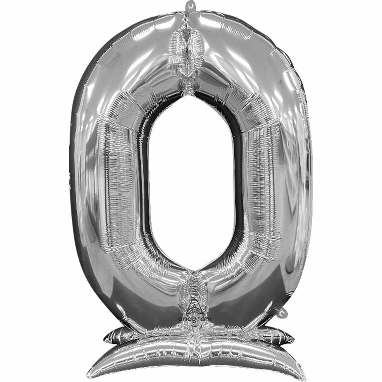 Silver Stand-Up Number Foil Balloon 88x132cm
