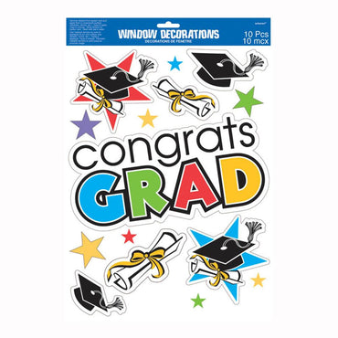 Graduation Vinyl Window Decorations 17in x 12in Decorations - Party Centre - Party Centre