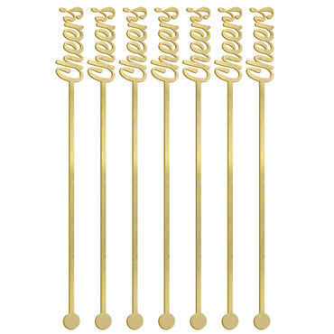 Gold Cheers Drink Stirrers 7.50in, 12pcs Candy Buffet - Party Centre - Party Centre