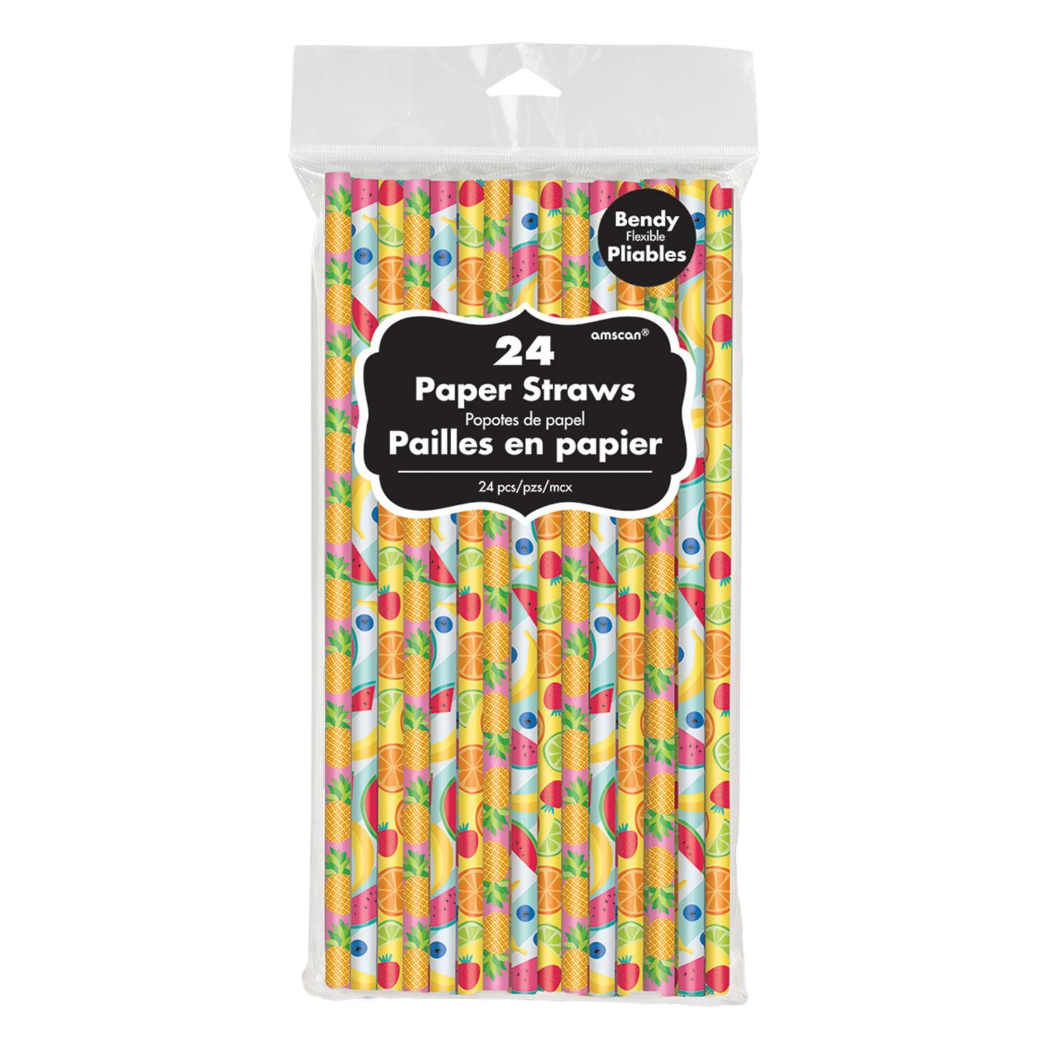 Hello Summer Printed Paper Straws 24pcs Candy Buffet - Party Centre - Party Centre