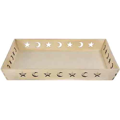 Star and Moon Serving Tray Rectangular Wood - Party Centre