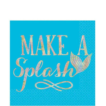 Mermaid Wishes Hot Stamped Beverage Tissues, 16pcs Printed Tableware - Party Centre - Party Centre