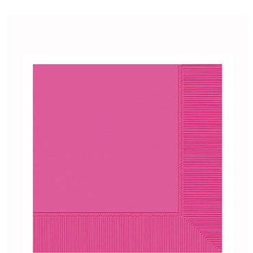 Bright Pink Beverage Tissues 20pcs Solid Tableware - Party Centre - Party Centre