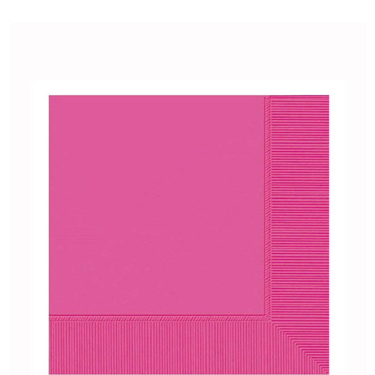 Bright Pink Beverage Tissues 20pcs Solid Tableware - Party Centre