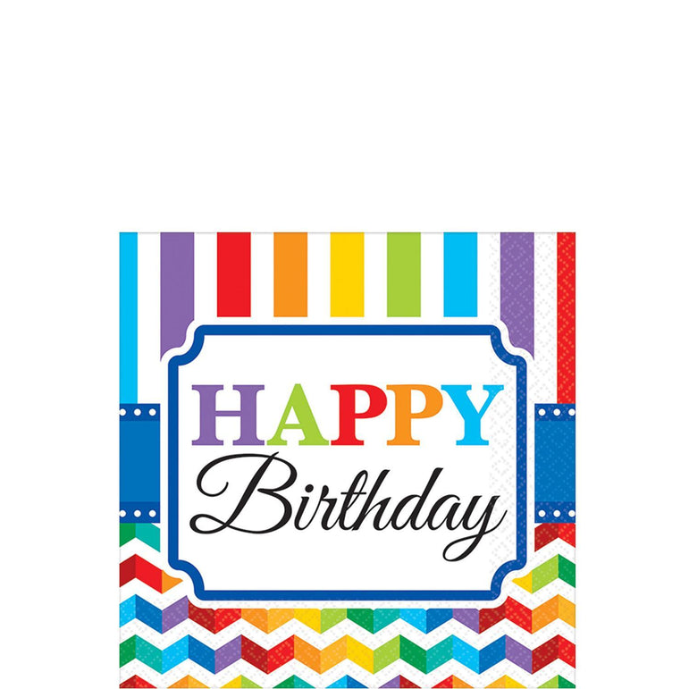 Bright Birthday Beverage Tissues 16pcs Printed Tableware - Party Centre