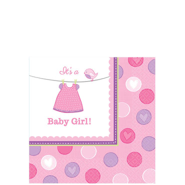 Shower With Love Girl Beverage Tissues 16pcs Printed Tableware - Party Centre - Party Centre