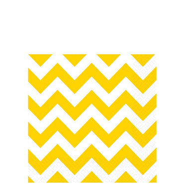 Yellow Sunshine Chevron Beverage Tissues 16pcs Printed Tableware - Party Centre - Party Centre