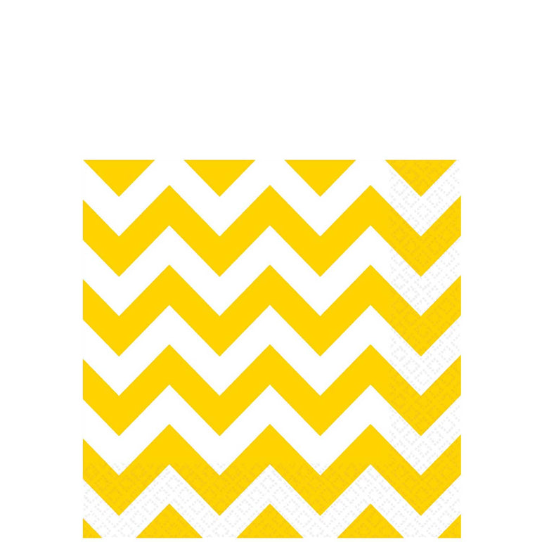 Yellow Sunshine Chevron Beverage Tissues 16pcs Printed Tableware - Party Centre