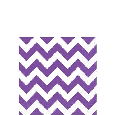 New Purple Chevron Beverage Tissues 16pcs Printed Tableware - Party Centre - Party Centre