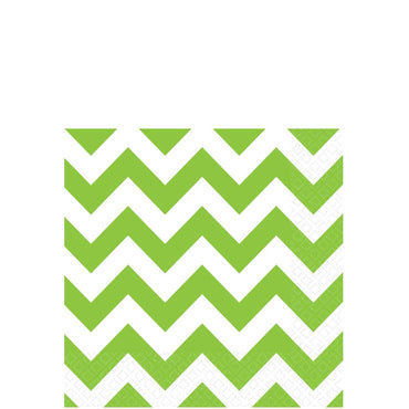 Kiwi Green Chevron Beverage Tissues 16pcs Printed Tableware - Party Centre - Party Centre