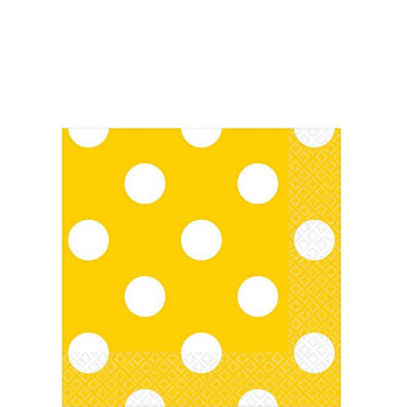 Yellow Sunshine Dots Beverage Tissues 16pcs Printed Tableware - Party Centre - Party Centre