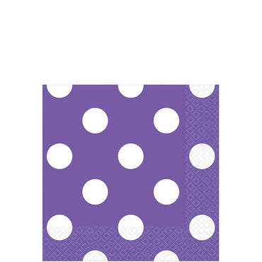 New Purple Dots Beverage Tissues 16pcs Printed Tableware - Party Centre - Party Centre