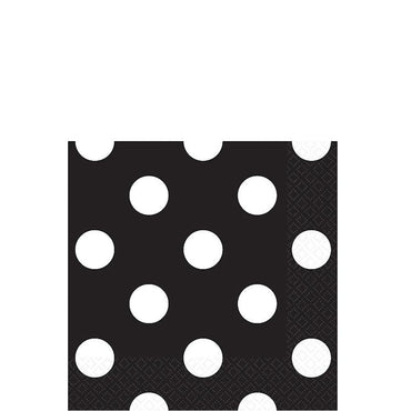 Jet Black Dots Beverage Tissues 16pcs Printed Tableware - Party Centre - Party Centre