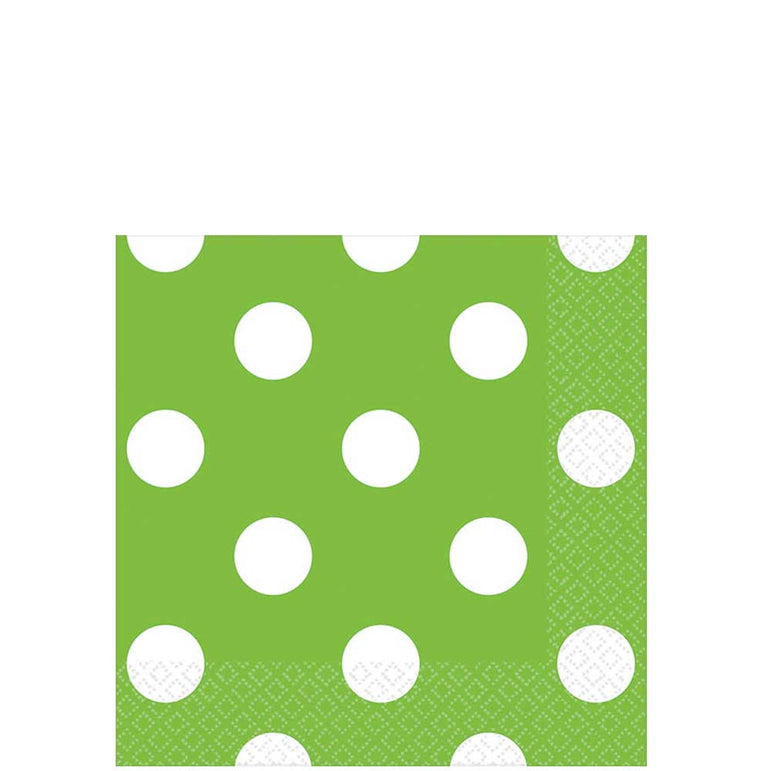 Kiwi Green Dots Beverage Tissues 16pcs Printed Tableware - Party Centre