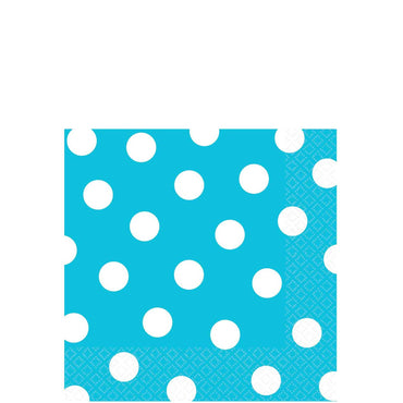 Caribbean Blue Dots Beverage Tissues 16pcs Printed Tableware - Party Centre - Party Centre