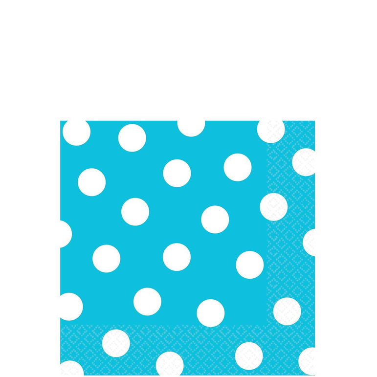 Caribbean Blue Dots Beverage Tissues 16pcs Printed Tableware - Party Centre