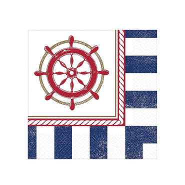 Anchors Aweigh Beverage Tissues 16pcs Printed Tableware - Party Centre - Party Centre