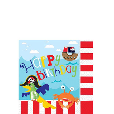 Little Pirate Beverage Tissues 16pcs Printed Tableware - Party Centre - Party Centre