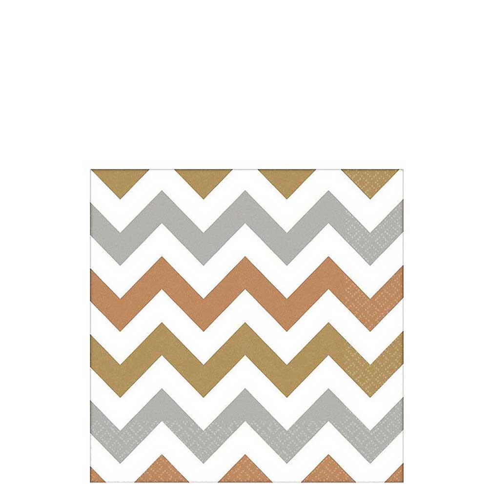Mixed Metals Chevron Beverage Tissues 16pcs Printed Tableware - Party Centre - Party Centre