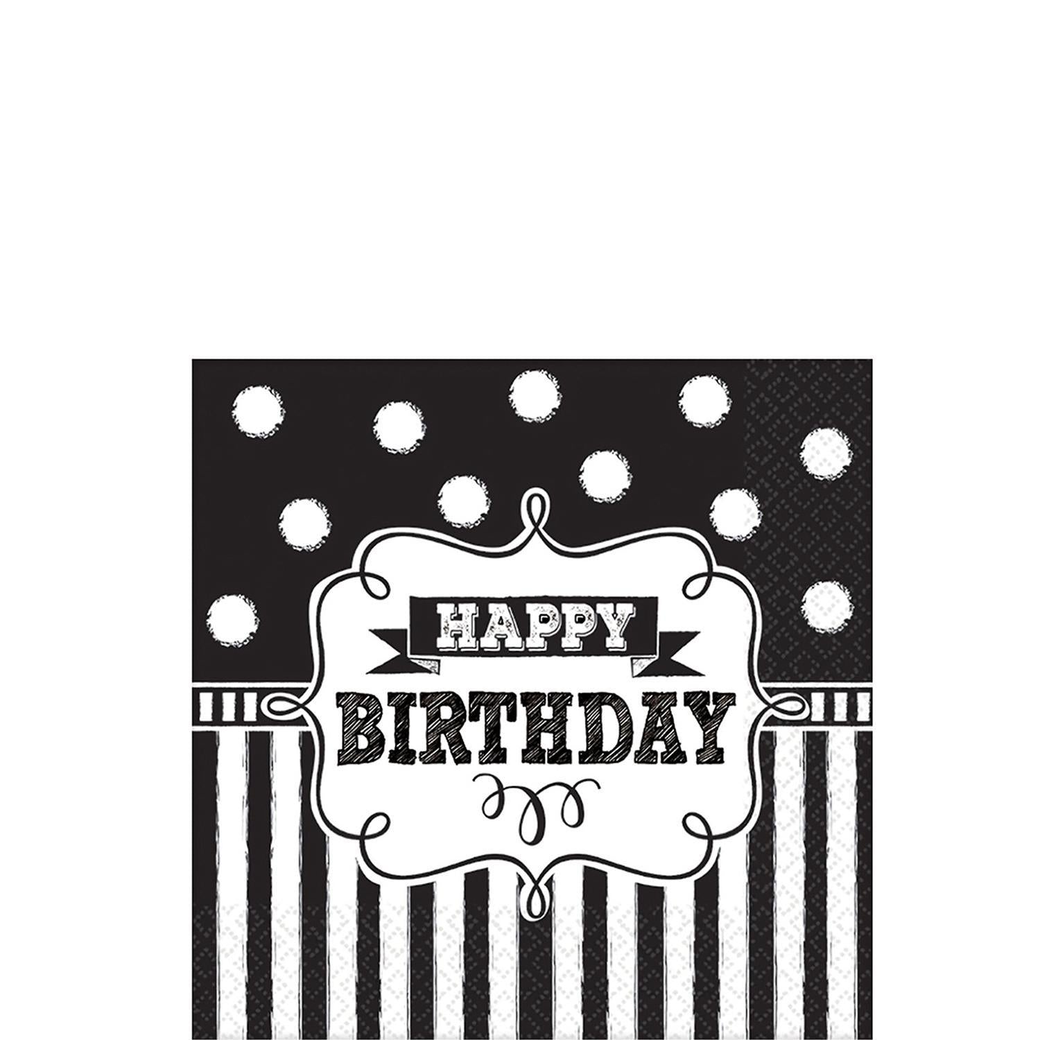 Chalkboard Birthday Beverage Tissues 16pcs Printed Tableware - Party Centre - Party Centre