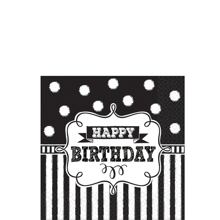 Chalkboard Birthday Beverage Tissues 16pcs Printed Tableware - Party Centre