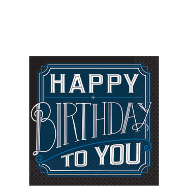 Happy Birthday Man Beverage Tissues 16pcs Printed Tableware - Party Centre - Party Centre