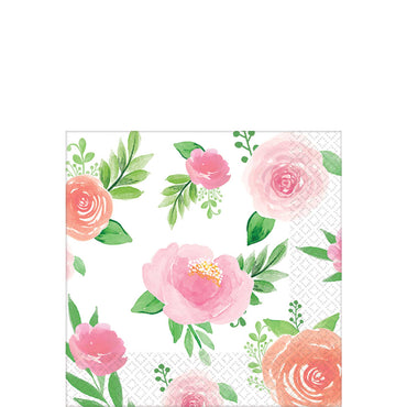 Floral Baby Girl Beverage Tissues 16pcs Printed Tableware - Party Centre - Party Centre
