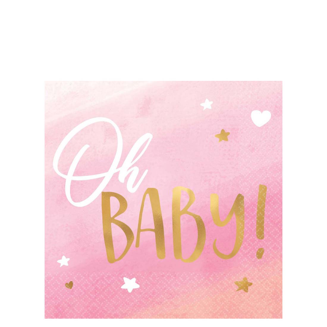 Oh Baby Girl Hot Stamped Beverage Napkin 16pcs Printed Tableware - Party Centre - Party Centre