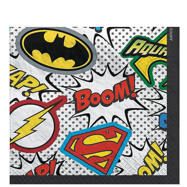 Justice League Heroes Unite Beverage Tissues, 16pcs - Party Centre