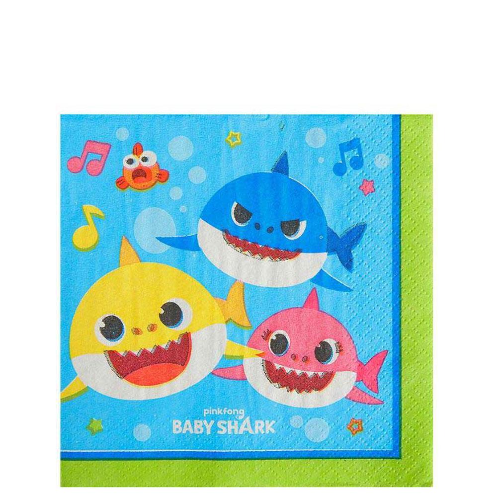 Baby Shark Beverage Tissues 16pcs Printed Tableware - Party Centre - Party Centre