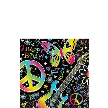 Neon Doodle Beverage Tissues 16pcs Printed Tableware - Party Centre - Party Centre