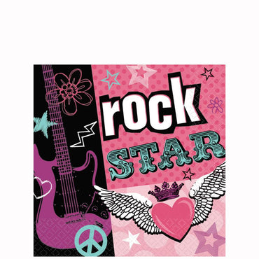 Rocker Girl Beverage Tissues 16pcs Printed Tableware - Party Centre - Party Centre