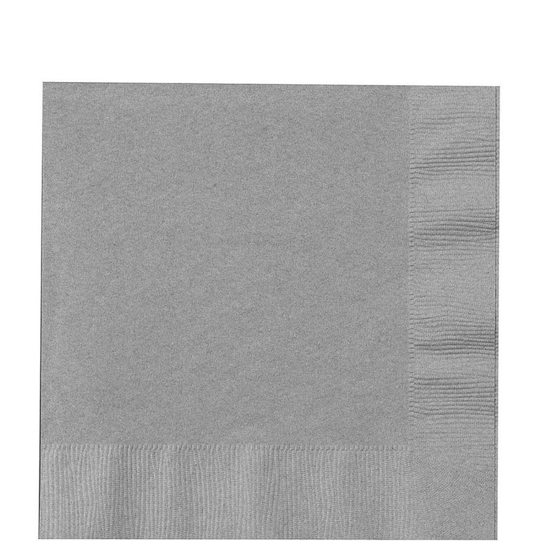 Silver Lunch Tissues 20pcs Solid Tableware - Party Centre