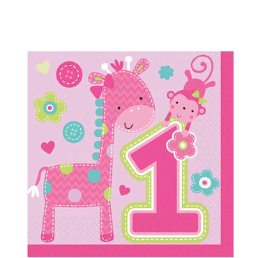 One Wild Girl Lunch Tissues 16pcs Printed Tableware - Party Centre - Party Centre