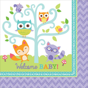 Woodland Welcome Baby Lunch Tissues 16pcs Printed Tableware - Party Centre - Party Centre