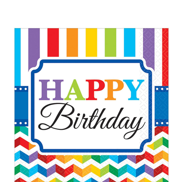 Bright Birthday Lunch Tissues 16pcs Printed Tableware - Party Centre