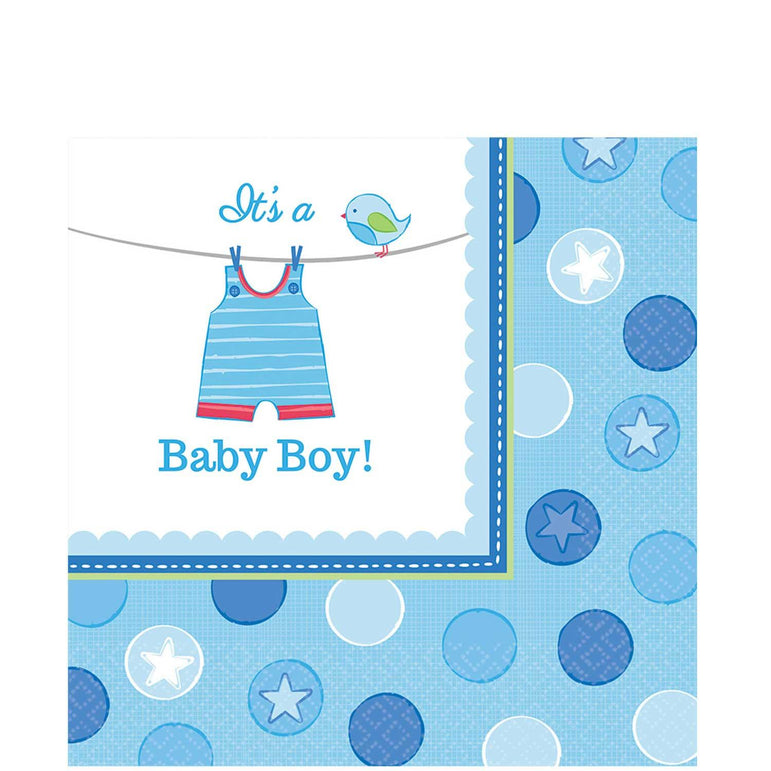 Shower With Love Boy Lunch Tissues 16pcs Printed Tableware - Party Centre