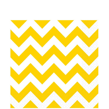 Yellow Sunshine Chevron Lunch Tissues 16pcs Printed Tableware - Party Centre - Party Centre