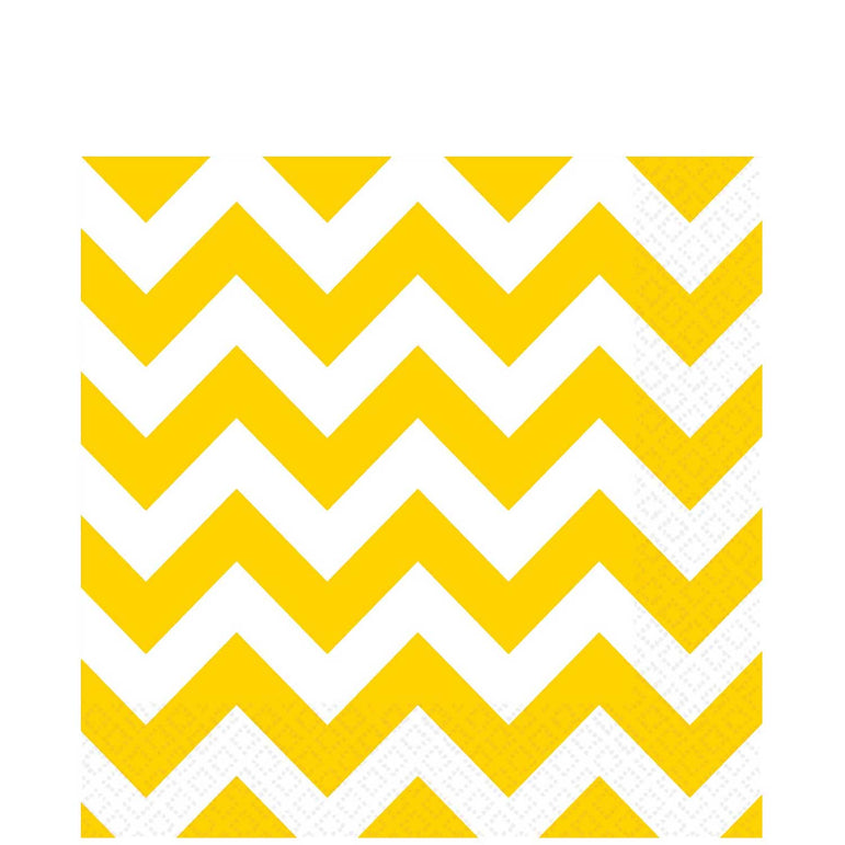 Yellow Sunshine Chevron Lunch Tissues 16pcs Printed Tableware - Party Centre