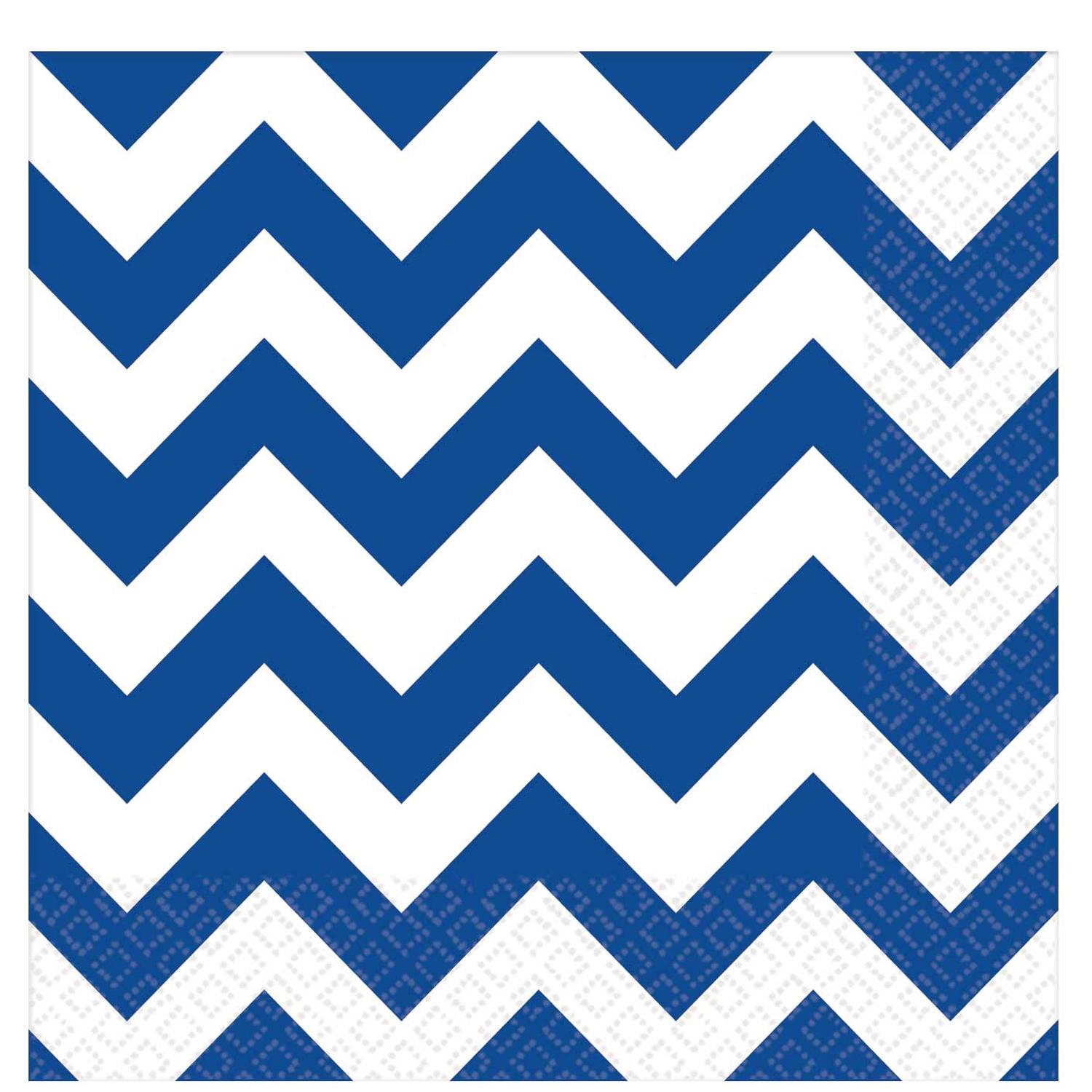 Bright Royal Blue Chevron Lunch Tissues 16pcs Printed Tableware - Party Centre - Party Centre