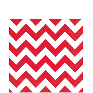 Apple Red Chevron Lunch Tissues 16pcs Printed Tableware - Party Centre - Party Centre