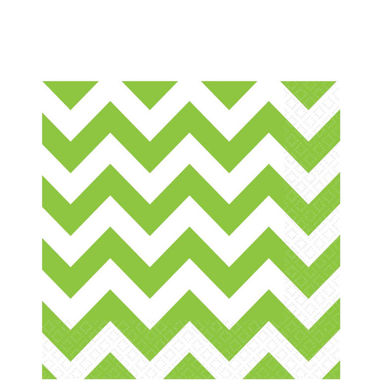 Kiwi Green Chevron Lunch Tissues 16pcs Printed Tableware - Party Centre